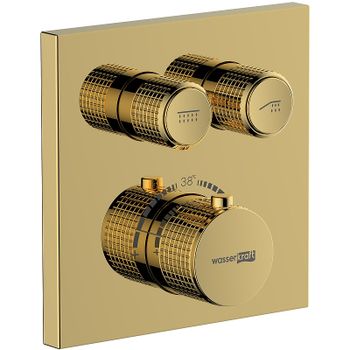 Смеситель для душа WasserKRAFT Sauer 7148 Thermo с термостатом Золото глянцевое — фото 1, Смеситель для душа