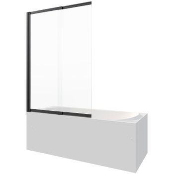 Шторка на ванну Berges River S Slider Black 98х145 065015 профиль Черный матовый стекло прозрачное — фото 5, Неподвижные шторки для ванной