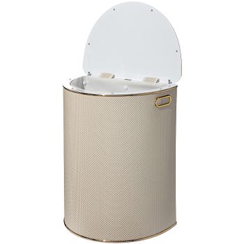 Корзина для белья Geralis RWG-O Ромб Белая, кант Золото, полукруглая — фото 2, Корзины для белья