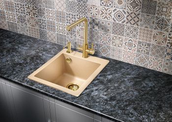 Кухонная мойка Milacio Murcia 42 Cuarzo MC.77044 / бежевый кварцевый композит / встраиваемая сверху / 41.5x21.5x49 см — фото 3, Кухонные мойки