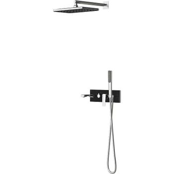 Душевая система Teska Life AS3100B Хром Черное стекло — фото 1, Встраиваемые душевые комплекты