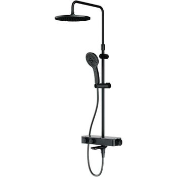 Душевая система AM.PM Inspire V2.0 F0750A522 с термостатом Черная матовая — фото 1, Душевые стойки