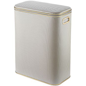 Корзина для белья Geralis RWG-B Ромб Белая, кант Золото, стандартная — фото 1, Корзины для белья