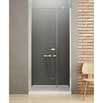 Душевая дверь New Trendy New Soleo Chrome 100 D-0139A/D-0094B профиль Хром стекло прозрачное — фото 2, Распашные душевые двери