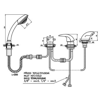 Смеситель на борт ванны Rav Slezak Dunaj D470.5P Хром — фото 2, Смесители на борт ванны