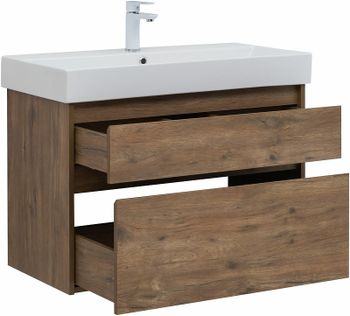 Тумба под раковину Aquanet Nova Lite 85 249954 подвесная Дуб рустикальный — фото 6, Тумбы под раковину