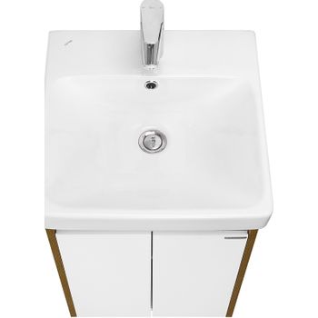 Тумба под раковину Aquaton Сканди Doors 45 1A278701SDZ90 Белый глянец Дуб рустикальный — фото 5, Тумбы под раковину