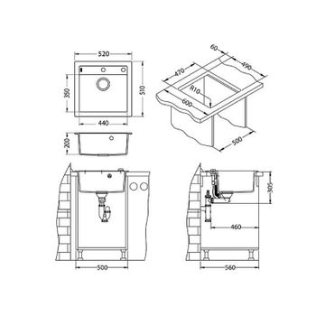 Кухонная мойка Alveus Granital+ Formic 20 Twilight G05M 520x510x200 1103766 Черная — фото 6, Кухонные мойки