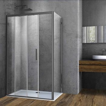 Душевой уголок Vincea Soft 110x80 VSR-3SO8011CLGM профиль Вороненая сталь стекло прозрачное — фото 1, Прямоугольные душевые уголки