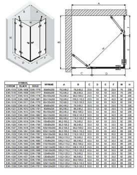 Душевой уголок New Trendy Avexa Gold 100х120 EXK-1787 профиль Брашированное золото стекло прозрачное — фото 12, Прямоугольные душевые уголки