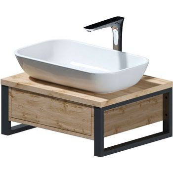 Тумба под раковину 1MarKa Grunge Loft 60П Ц0000001580 подвесная Дуб вотан — фото 1, Тумбы под раковину