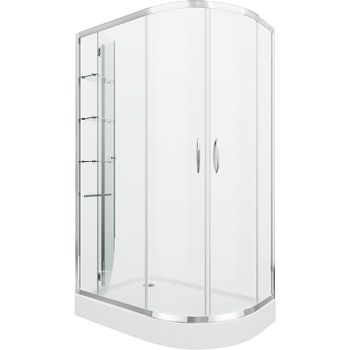 Душевой уголок Grossman Classic 120х80 L GR-9120L профиль Хром стекло прозрачное — фото 1, Асимметричные душевые уголки