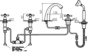 Смеситель на борт ванны Rav Slezak Morava MK176.5PZ Золото — фото 2, Смесители на борт ванны