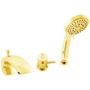 Смеситель на борт ванны Rav Slezak Dunaj Termostat DT272.5SZ с термостатом Золото — фото 1, Смесители на борт ванны