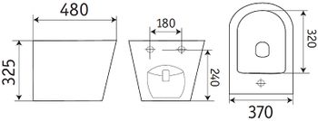 Биде CeramaLux В2342BDMH подвесное Светло-серое матовое — фото 3, Биде подвесные