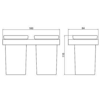 Стакан для зубных щеток Timo Petruma 15234/00 двойной Хром — фото 2, Стаканы для зубных щеток