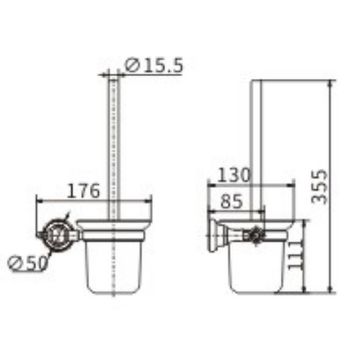 Ершик для унитаза CeramaLux Elegance 95813 Черный матовый — фото 2, Ершики для унитаза