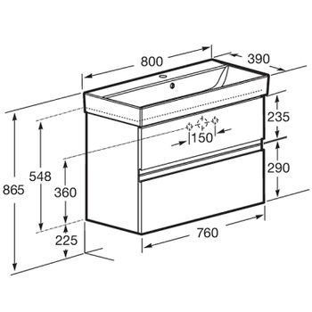 Тумба под раковину Roca Oleta 80 A857640806 подвесная Белый глянец — фото 13, Тумбы под раковину