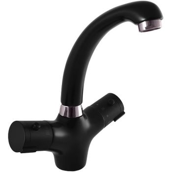 Смеситель для раковины Rav Slezak Termostat TRM26.5CMATC с термостатом Черный матовый Хром — фото 1, Смесители для раковины