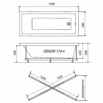 Акриловая ванна Triton Аура 150x70 Щ0000042100 без гидромассажа — фото 7, Акриловые ванны