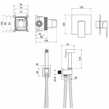 Гигиенический душ со смесителем Aquatek Либра AQ1619MB Черный матовый — фото 5, Гигиенические души