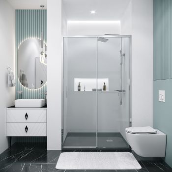 Душевая дверь Grossman Style 130 100.K33.05.130.10.00 профиль Хром стекло прозрачное — фото 1, Раздвижные душевые двери