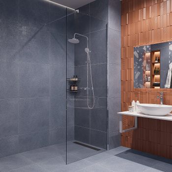 Душевая перегородка STWORKI Берген 90 MV-BE-90-CR профиль Хром глянцевый стекло прозрачное — фото 1, Душевые перегородки