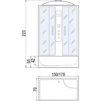 Душевой бокс River Sena 150x70 МТ 10000001803 с поддоном — фото 2, Душевые боксы
