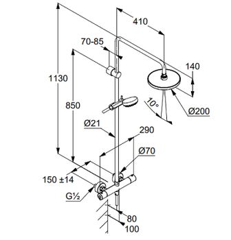 Душевая система Kludi Logo 6809405-00 с термостатом Хром — фото 2, Душевые стойки