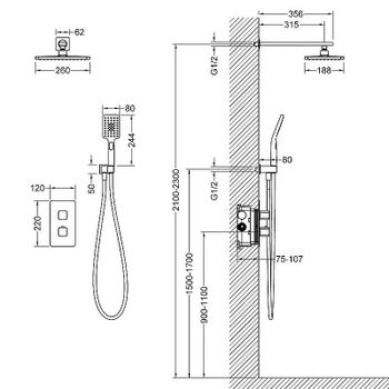 Душевая система Timo Petruma SX-5059/17SM с термостатом Золото матовое — фото 2, Встраиваемые душевые комплекты