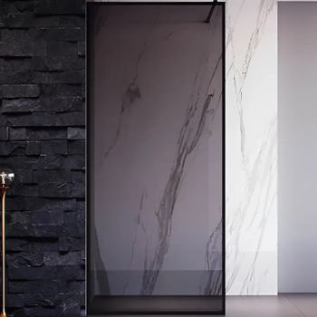 Душевая перегородка Veconi Korato KR-81BT 100 KR81BT-100-05-C4 профиль Черный матовый стекло тонированное — фото 1, Душевые перегородки