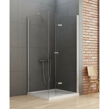 Душевой уголок New Trendy New Soleo Chrome 80х110 R D-0152A/D-0150B профиль Хром стекло прозрачное — фото 2, Прямоугольные душевые уголки