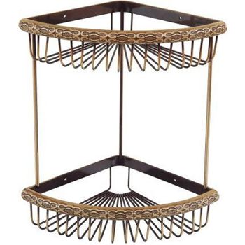 Угловая полка двойная ZorG BR AZR U-4 BR Бронза — фото 1, Полки для ванной и душа