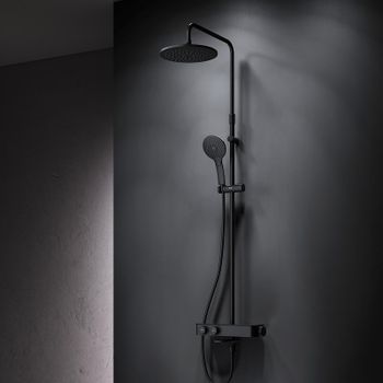 Душевая система AM.PM Inspire V2.0 F0750A522 с термостатом Черная матовая — фото 8, Душевые стойки