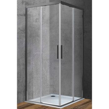 Душевой уголок Vincea Soft 90x90 VSS-3SO900CLGM профиль Вороненая сталь стекло прозрачное — фото 1, Квадратные душевые уголки