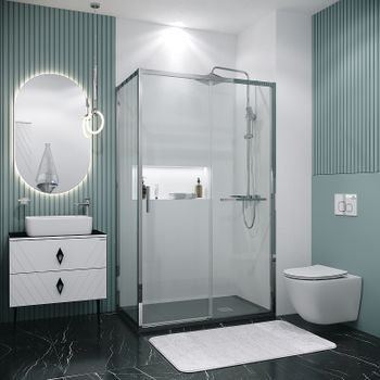 Душевой уголок Grossman Style 110х70 120.K33.05.1170.10.00 профиль Хром стекло прозрачное — фото 1, Прямоугольные душевые уголки