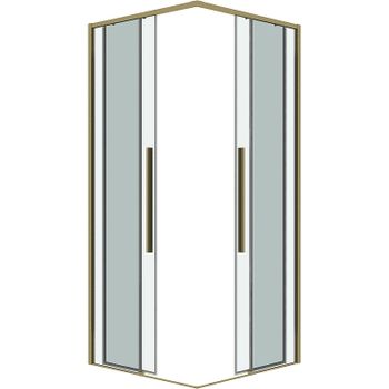 Душевой уголок Grossman Galaxy 70х70 300.K33.01.7070.32.00 профиль Золото сатин стекло прозрачное — фото 10, Квадратные душевые уголки