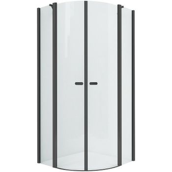 Душевой уголок New Trendy New Soleo Black 100х100 K-0540 профиль Черный стекло прозрачное — фото 1, Душевые уголки четверть круга