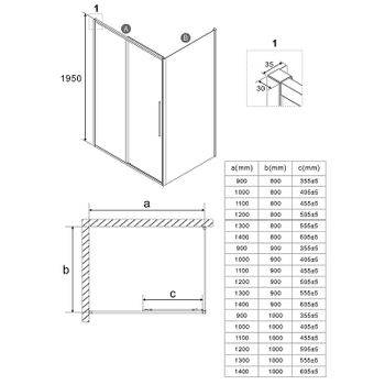 Душевой уголок Niagara Nova 130х100 NG-65-13CH-CH100-34 профиль Хром стекло шиншилла — фото 11, Прямоугольные душевые уголки