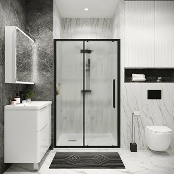 Душевая дверь Grossman Cosmo 120 100.K33.02.120.21.02 профиль Черный матовый стекло шиншилла — фото 5, Раздвижные душевые двери