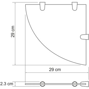 Стеклянная полка WasserKRAFT K-533BLACK угловая Черная матовая — фото 2, Полки для ванной и душа
