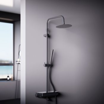 Душевая система Damixa Scandinavian Pure 936760300 с термостатом Черная матовая — фото 2, Душевые стойки