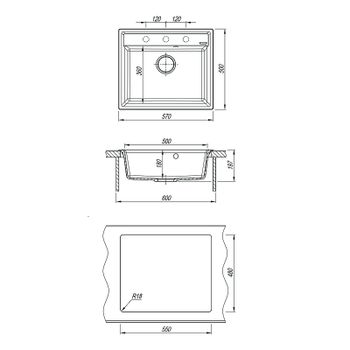 Кухонная мойка Lemark Hanka 570 9910014 Бежевая — фото 3, Кухонные мойки