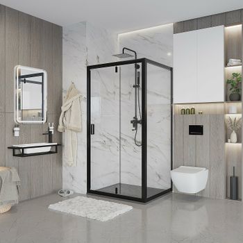 Душевая дверь Niagara Nova 100 NG-83-10AB профиль Черный стекло прозрачное — фото 3, Распашные душевые двери