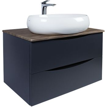 Тумба под раковину Bond Cube 80 T09807 подвесная Серая матовая Дуб — фото 8, Тумбы под раковину