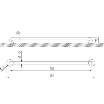 Поручень Nofer 15054.30.B Нержавеющая сталь глянцевая — фото 2, Поручни для ванной
