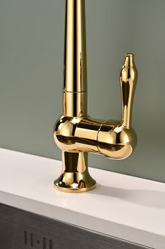 Смеситель для кухни Paulmark Retro Re213226-G Золото — фото 7, Смесители для кухни