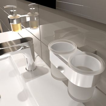 Стакан для зубных щеток Altasan Лотос ЛТ42Х двойной Хром — фото 3, Стаканы для зубных щеток