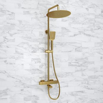 Душевая система WasserKRAFT Aisch A199.262.201.BG Thermo с термостатом Золото матовое — фото 6, Душевые стойки