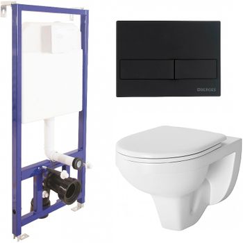 Комплект унитаза Damixa Jupiter DX77C1738SC с инсталляцией Berges Novum L5 040215 с сиденьем Микролифт и Черной матовой клавишей смыва — фото 1, Комплекты унитаз + инсталляция